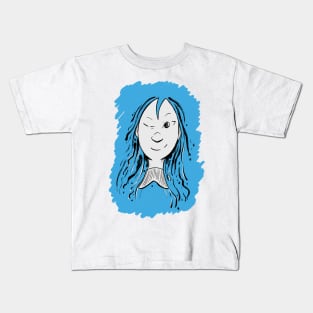 A girl and a fish optical illusion Kids T-Shirt